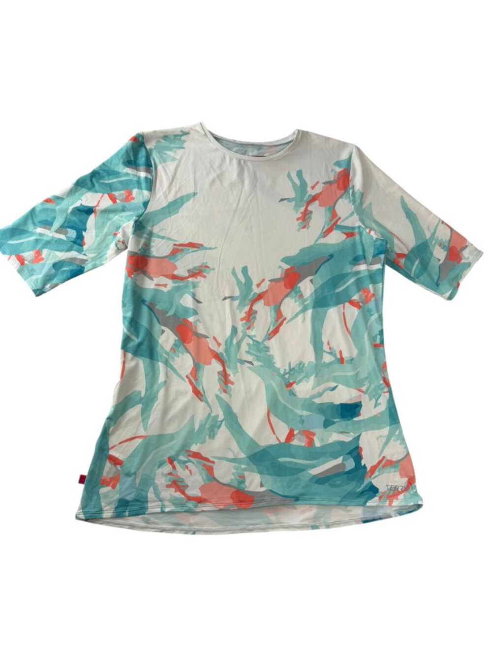 TERRY Brand Women's Cycling Bicycling Shirt Short Sleeve White Teal / Orange XL
